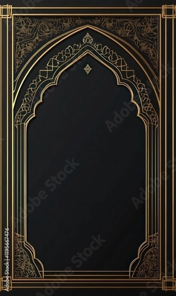 Obraz Ornate Islamic archway frame, dark background, design element, greeting card template