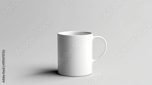 Fototapeta Blank White Coffee Mug on Minimalistic Grey Surface Background