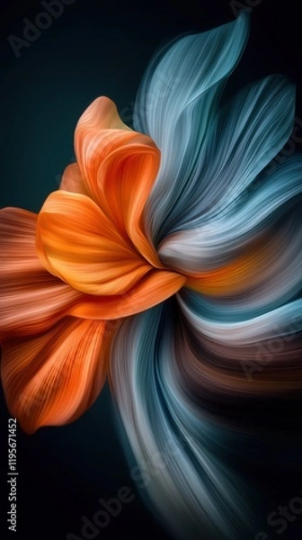 Fototapeta Soft motion blur of vibrant brushstrokes creating abstract color patterns digital art dark background contemporary design