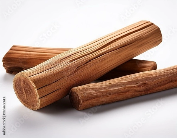 Obraz wooden sandalwood stick on a white background isolated background