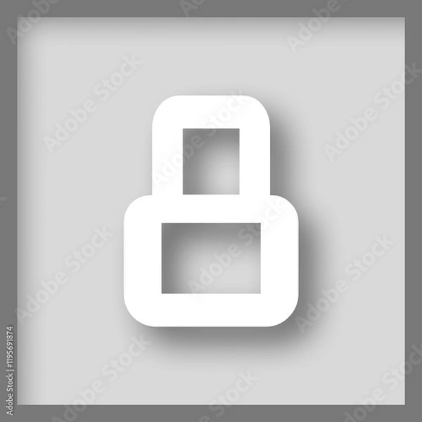 Fototapeta White number 8 on gray square, with shadows, simple, minimalist.