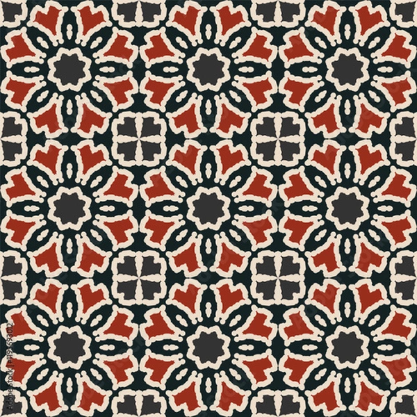 Obraz 
Seamless vector mandala  pattern in beige red blue. Bright pattern for textiles, pillows, interior decoration,  background, wrapping paper, packaging.