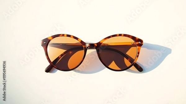 Obraz A stylish pair of sunglasses placed on a white background, highlighting their chic design