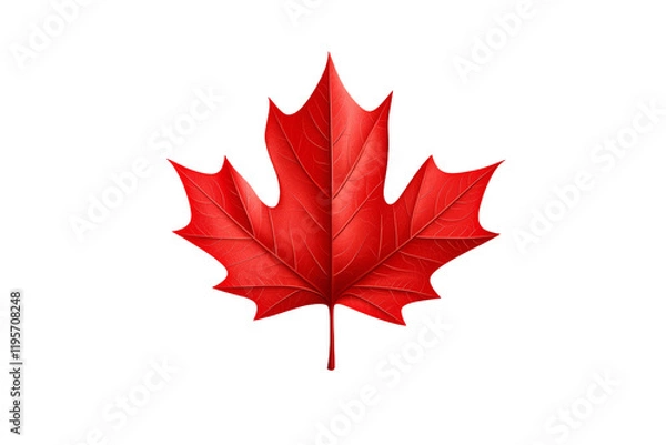 Fototapeta Red maple leaf is shown on a white background