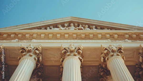 Fototapeta The Supreme Court Building in Washington, D.C. during a clear day with visible architectural details