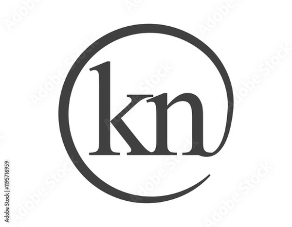 Fototapeta KN logo from two letter with circle shape email sign style. K and N round logotype of business company
