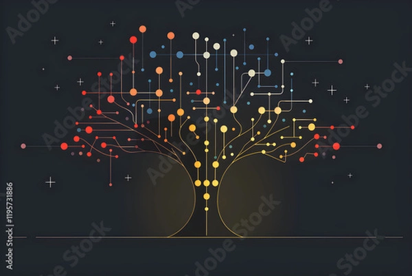 Fototapeta Visual Representation of a K-D Tree Partitioning Multidimensional Data in Machine Learning