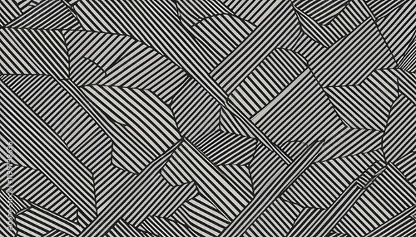Fototapeta Abstract Black and White Striped Pattern Fabric Design