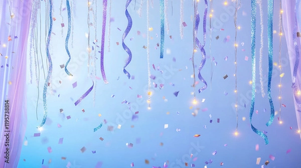 Obraz Festive Pastel Celebration with Confetti and Ribbons