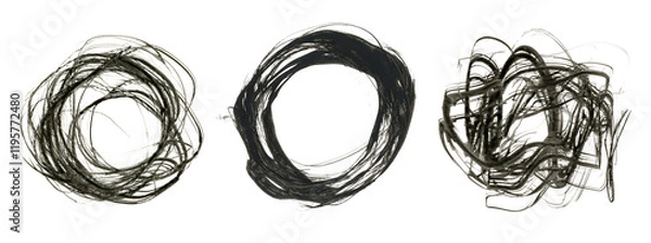 Obraz Art Ink Black brushstroke painting smear ink watercolor blot. Abstract circle line stain on white background.