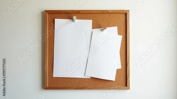 Fototapeta Minimalist DIY cork board with pinned art, perfect for modern decor and organization