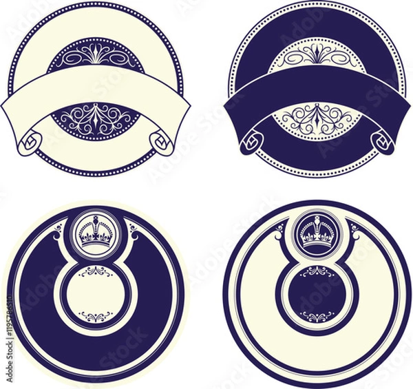 Obraz A set of vintage decorative blank label designs. 
