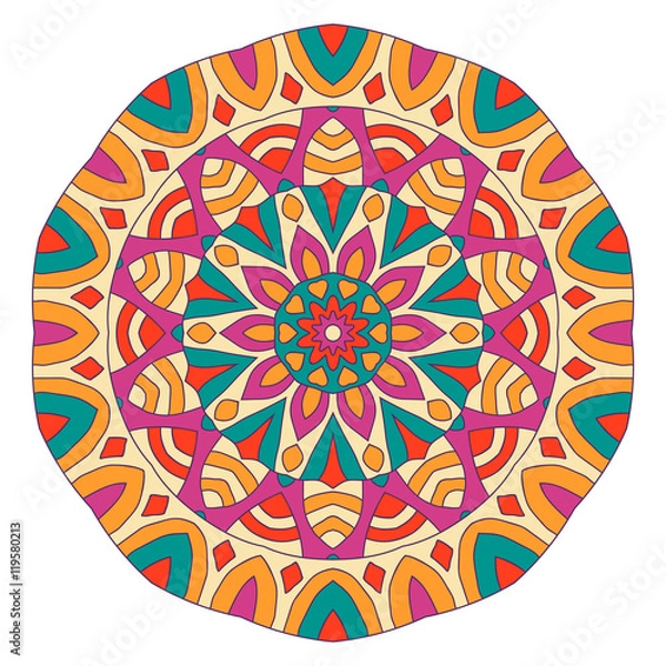 Fototapeta Eastern ethnic color mandala. Round pattern.