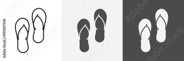 Fototapeta flip flops Icon set vector art