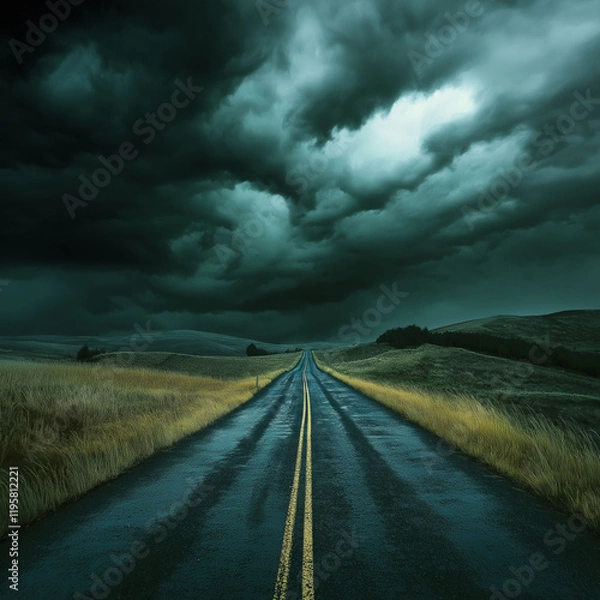 Obraz storm clouds over the road