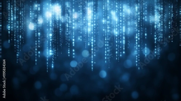 Fototapeta Cyber streams of big data intertwined with neural networks and strings of code, depicted in a futuristic 3D business concept