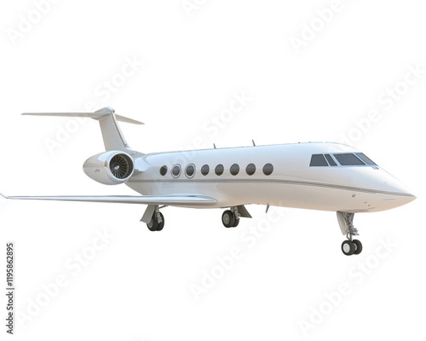Fototapeta Isolated White Business Jet Airplane Side View
