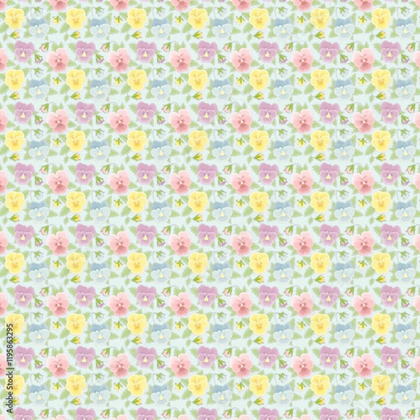 Fototapeta Garden floral paper, seamless fabric with ornamental pattern 