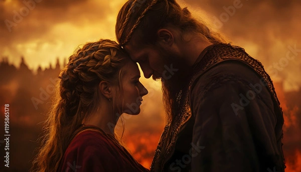 Obraz Historical Viking Romantic Couple