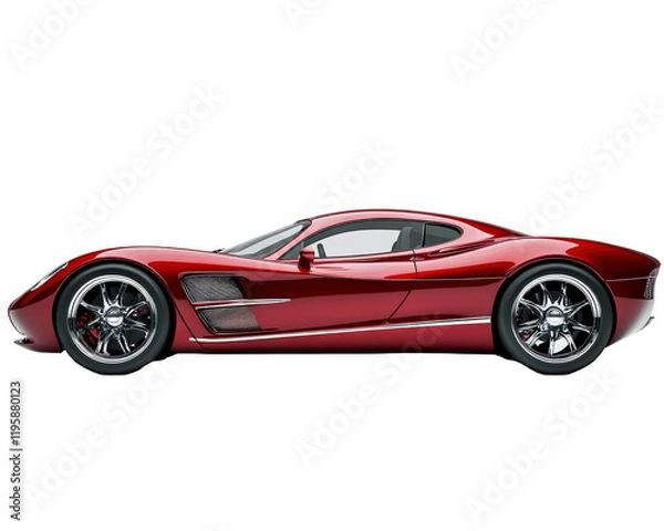 Obraz Isolated Red Sports Car Side View