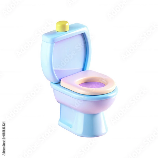 Fototapeta This image features a vibrant plastic toilet model designed for children, showcasing soft colors of blue, pink, and yellow.