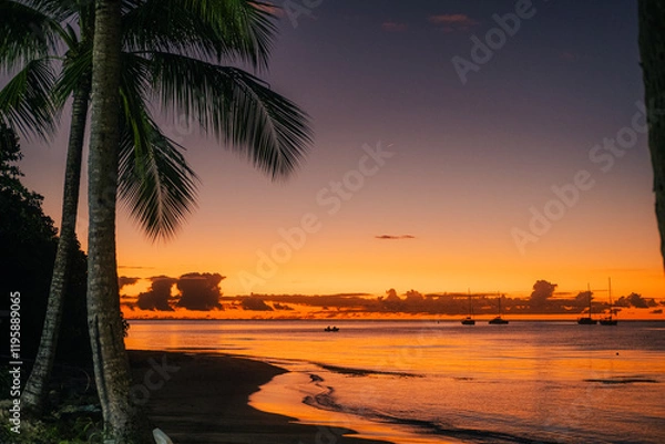 Obraz Sunset Caribbean beach Martinique