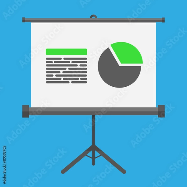 Fototapeta projection screen with pie chart