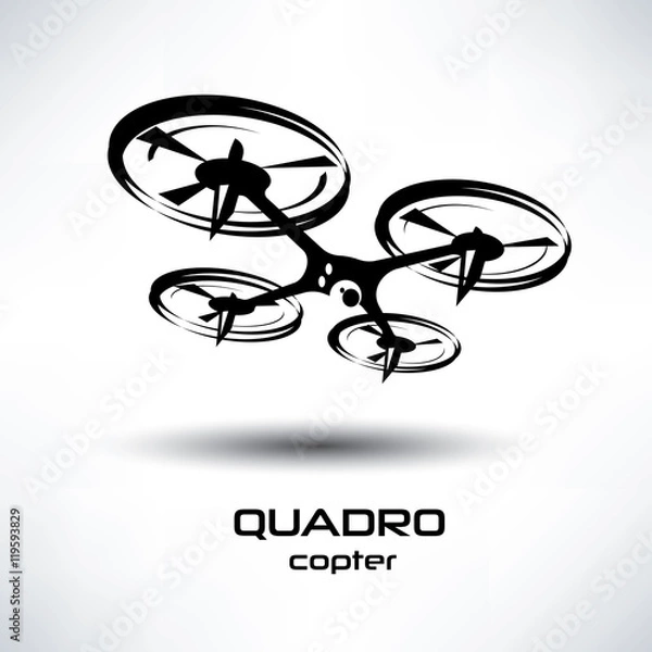 Obraz ikona drone, symbol wektor stylizowany quadrocopter