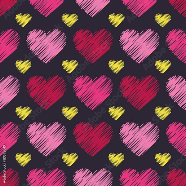 Fototapeta Seamless vector background with decorative hearts. Print. Cloth design, wallpaper.