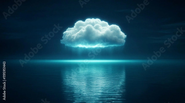Fototapeta A dark storm cloud with a small silver lining, symbolizing hope amidst challenges, with blurred empty space on the side representing potential for change and a glimpse of optimism

