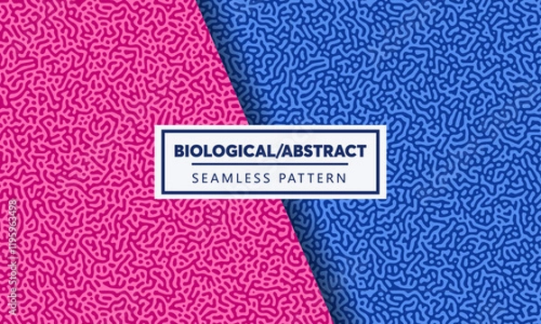Obraz Seamless patterns, abstract organic lines color backgrounds set. Biological patterns with red, blue