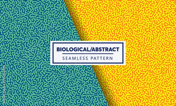 Obraz Seamless patterns, abstract organic lines color backgrounds set. Biological patterns with yellow, green