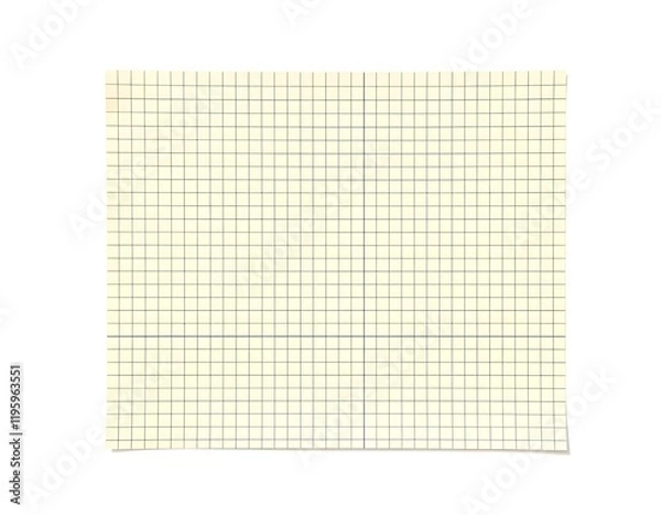 Fototapeta Flat-Lay of Classic Grid Paper with Neatly Arranged Squares on White Background Ideal for Diagrams and Technical Drawings