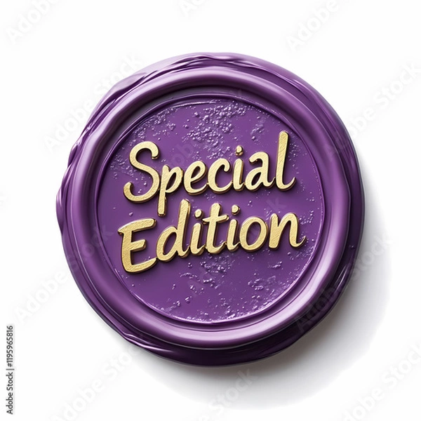 Obraz Purple Wax Seal with "Special Edition" Text and Golden Details