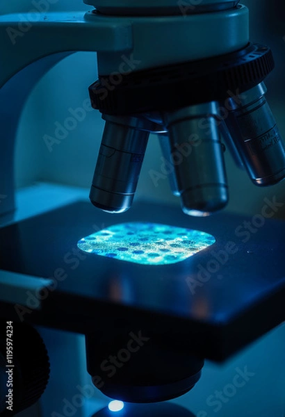 Fototapeta Microscope with illuminated slides