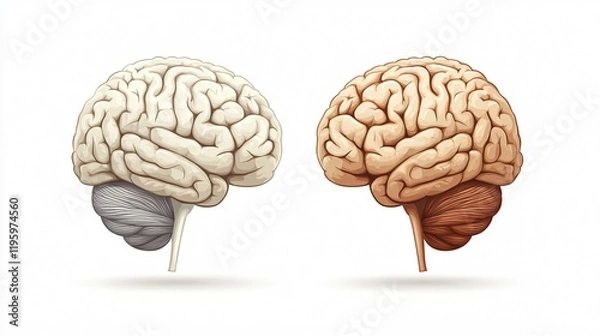 Fototapeta Brain Left and Right Idea Icon: Understanding the Concept of Brain Functions in Flat Style Illustration