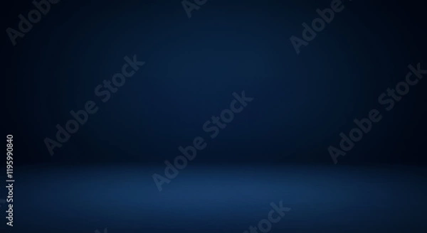 Fototapeta Dark Blue Studio Background, Deep Blue Gradient Texture, Empty Room Scene