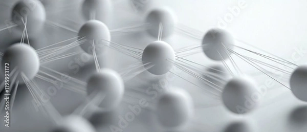Fototapeta White spheres network connection, abstract background