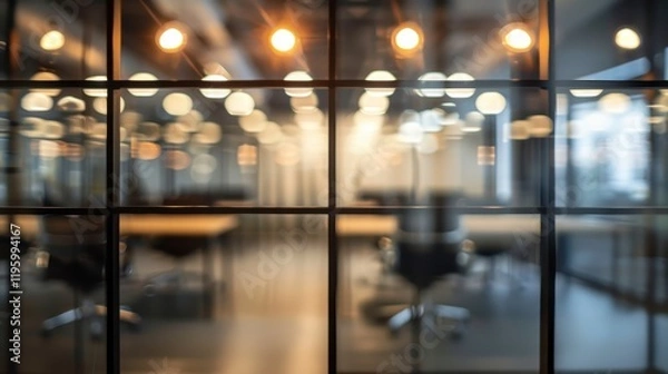 Obraz Abstract Blurred Office Interior View Through Glass Partition.