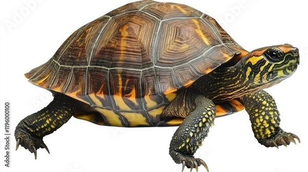 Fototapeta Close-up of a Turtle with a Detailed Shell