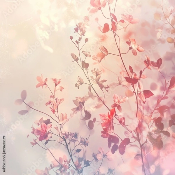 Fototapeta Delicate Pink Blossoms on Branching Stems