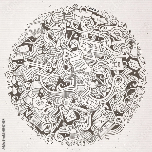 Obraz Cartoon doodles hand drawn School illustration