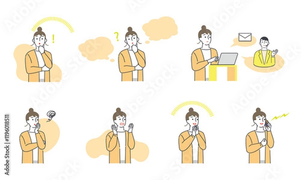 Obraz 問い合わせをする女性の一連の表情
