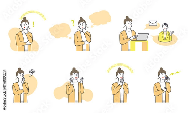 Obraz 問い合わせをする女性の一連の表情