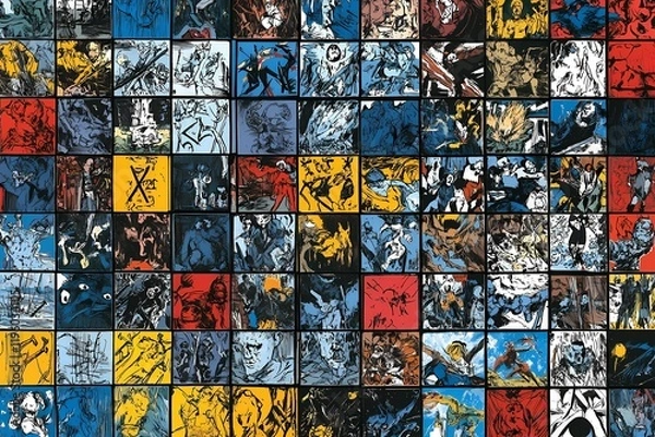 Fototapeta Mosaic of Artistic Panels - A Colorful Composition