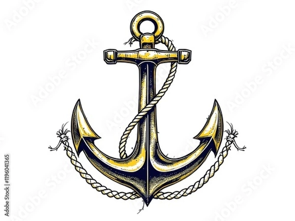 Fototapeta anchor with rope