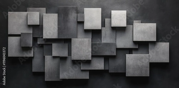 Obraz Abstract Grey Rectangular Blocks Wall Art Design