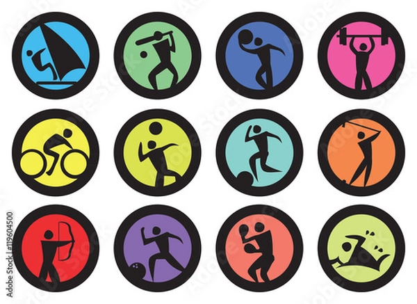 Obraz Round Badge for Sports Vector Icon Set