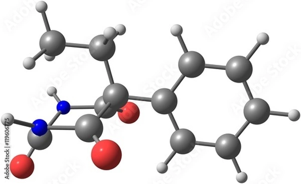Fototapeta Phenobarbital molecular structure isolated on white