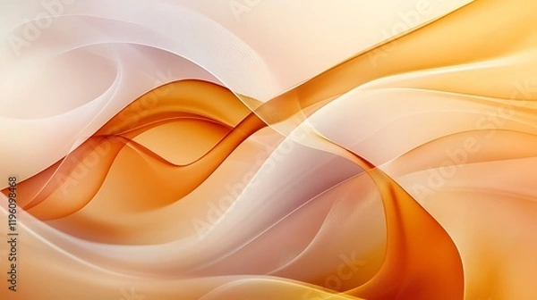 Fototapeta Abstract flowing waves in warm orange and white tones create a soothing visual effect.